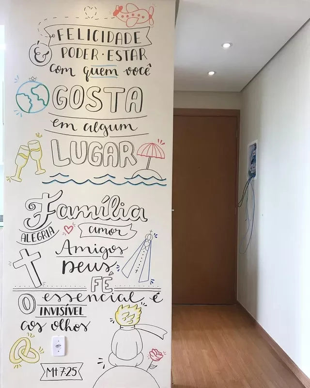 Lousa Adesiva PVC (branca) - 2,00m x 0,45m - Decorativo e Educativo